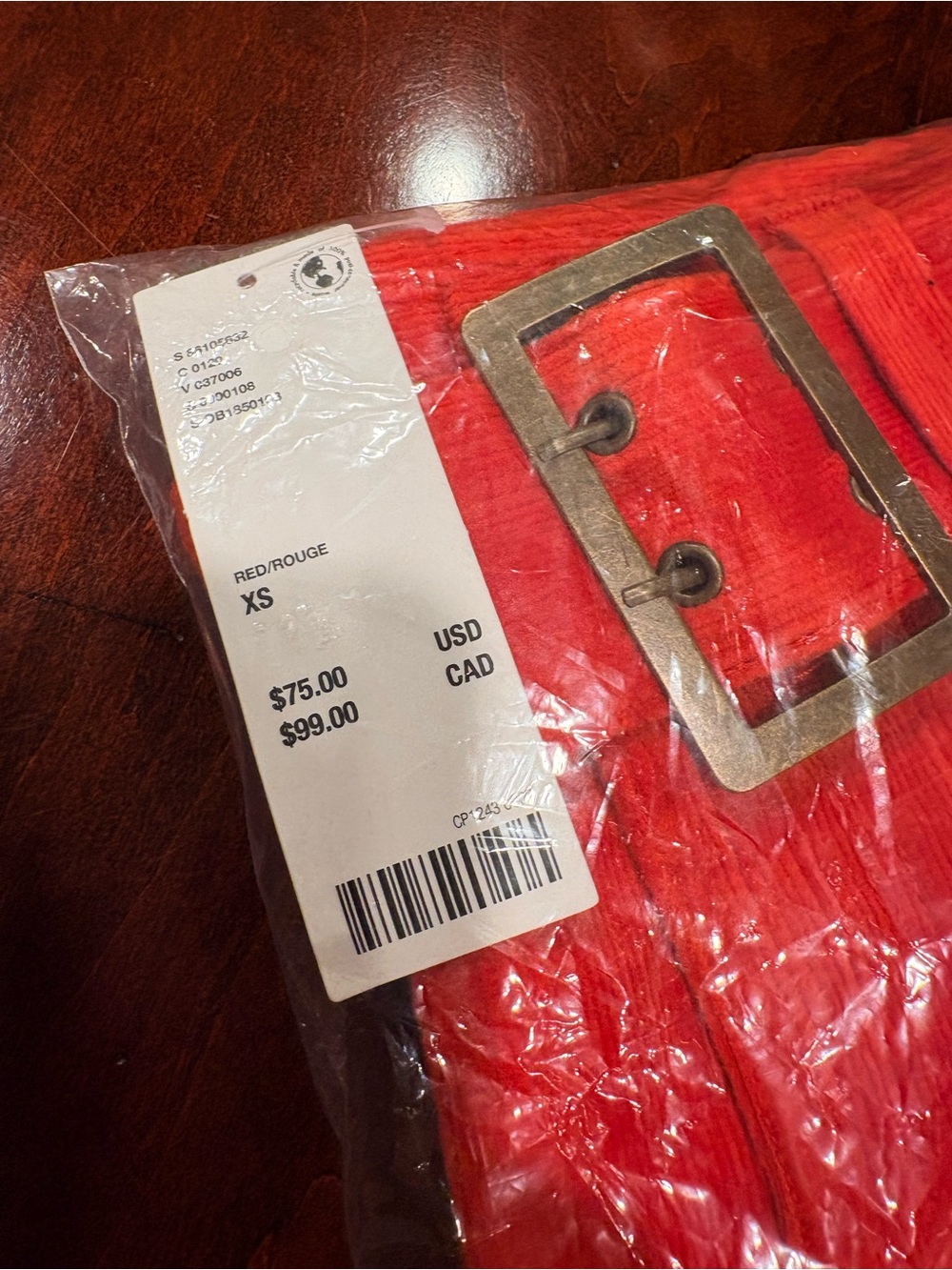 NEW UO Joan Corduroy Y2K Cargo Belted Mini Skirt Red XS - Picture 8 of 14
